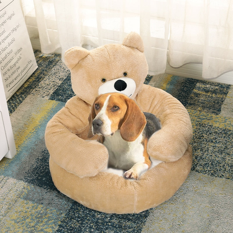 Cozy Plush Teddy Bear Pet Cushion Bed - Halri