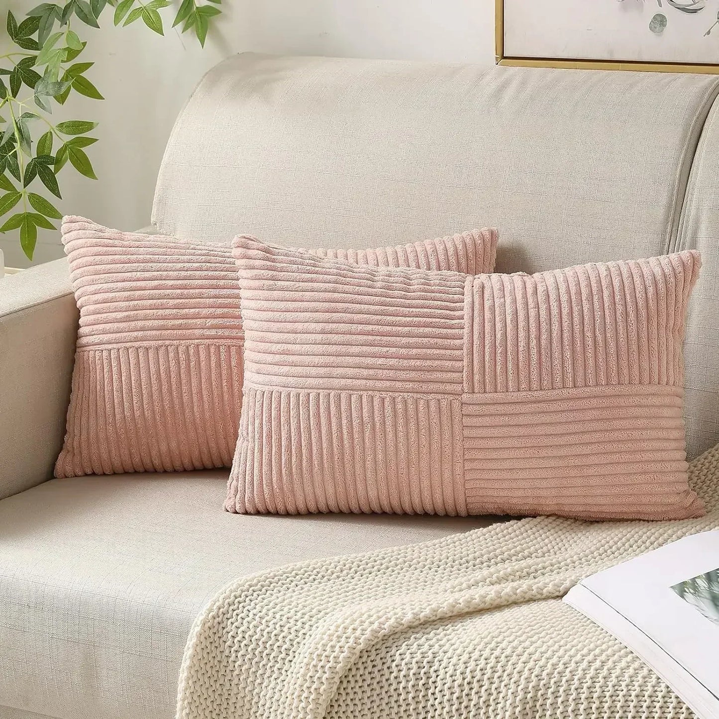 Soft Corduroy Striped Cushion Covers - Halri