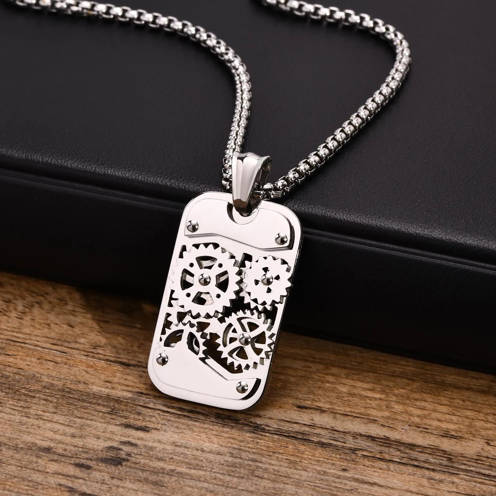 Metallic Gears Statement Pendant Necklace - Halri