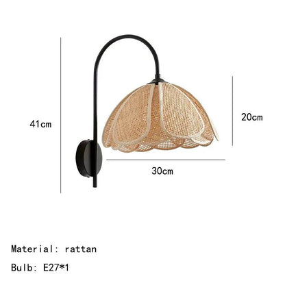 Natural Woven Wall Lamp - Soft Floral Light