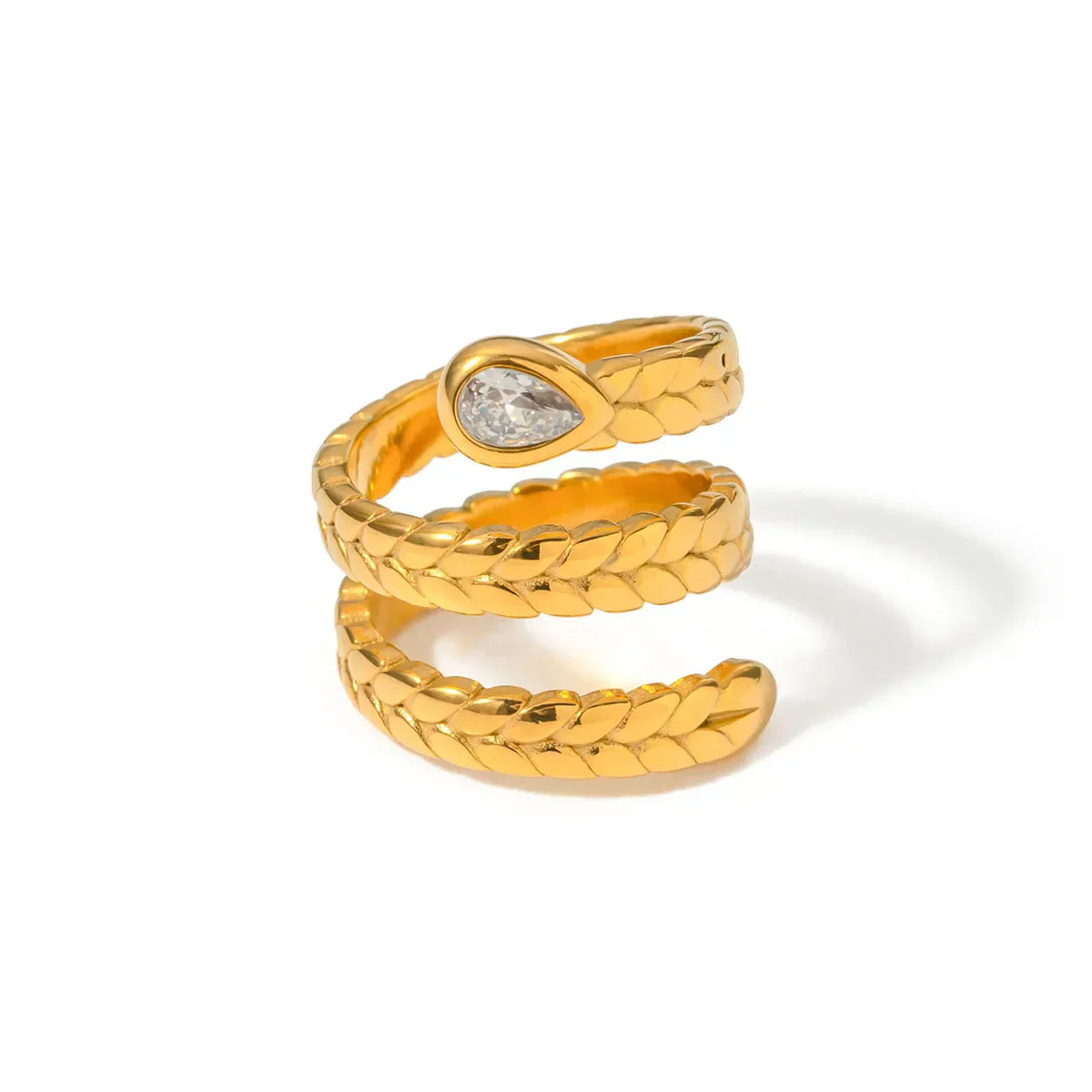 Triple Layer Diamond Leaf Pattern Ring - Halri