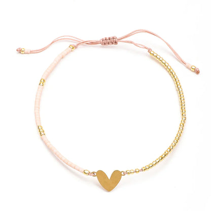 Delicate Beaded Heart Charm Bracelet