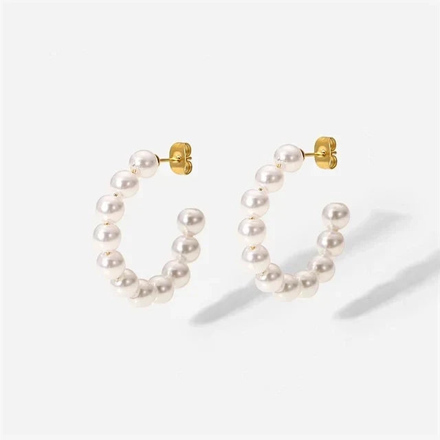 Classic Simple White Pearl Stud Earrings - Halri