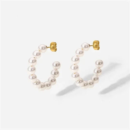 Classic Simple White Pearl Stud Earrings - Halri