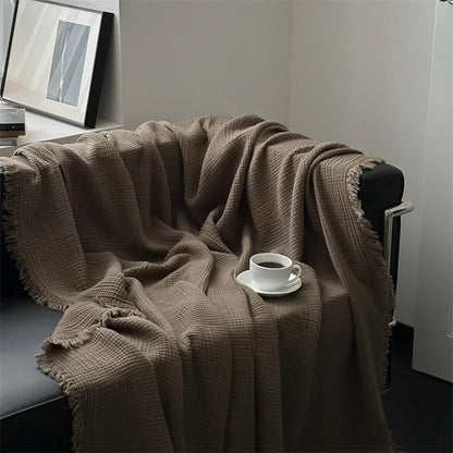 Cozy Plain Weave Cotton Throw Blanket - Halri