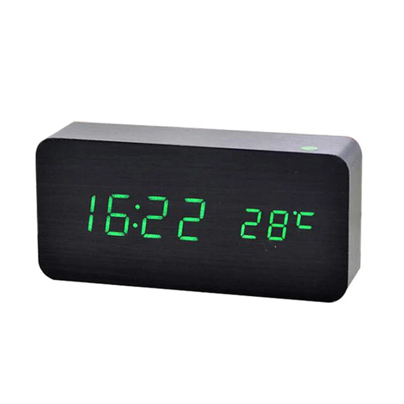 Natural Wood LED Alarm Clock with Silent Operation