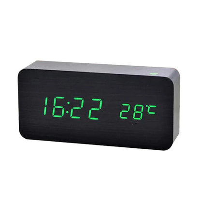 Natural Wood LED Alarm Clock with Silent Operation