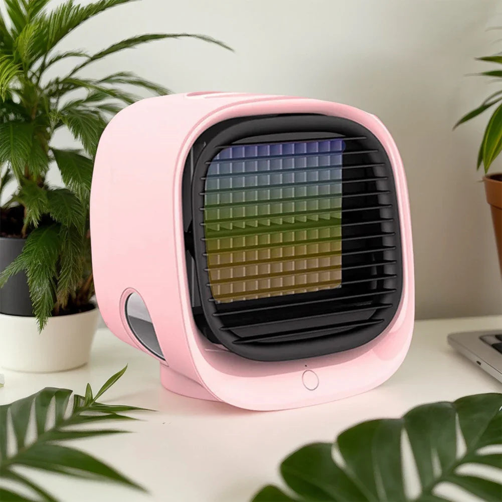 Compact USB Mini Air Cooler with Mist & LED Light - Halri
