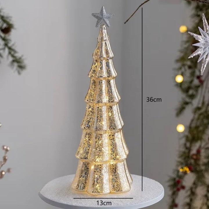 Festive Holiday LED Glass Table Lamp