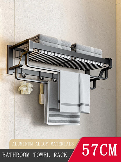 Premium Wall Mount Towel Holder Bathroom Storage Rack - Halri