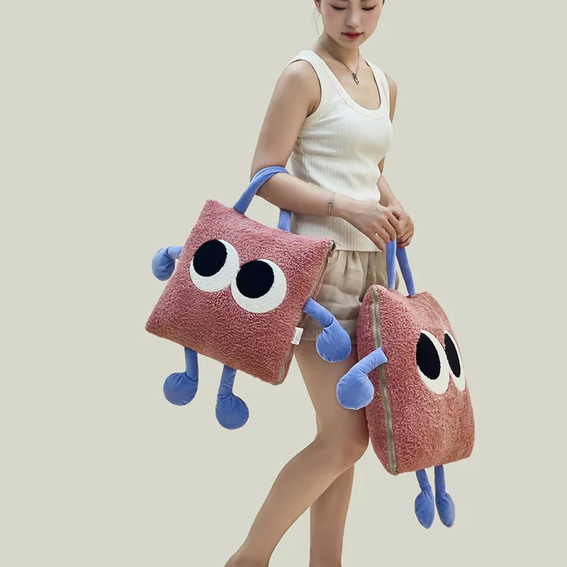 Cozy Plush Monster Travel Blanket Pillow