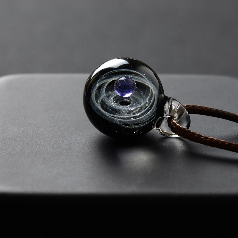 Colorful Galaxy Solar System Pendant Necklace