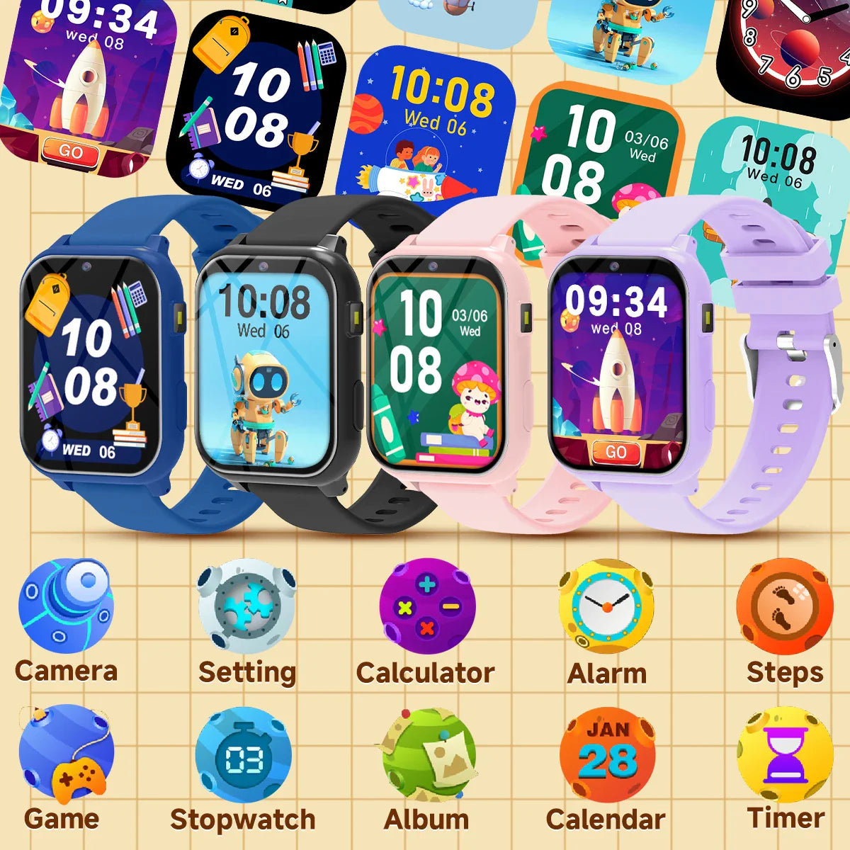 Fun Kids Digital Watch with Alarm and Flashlight