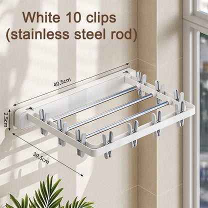 Compact Folding Laundry Drying Rack with Clips