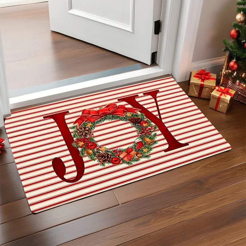 Festive Holiday Welcome Mat with Santa Design
