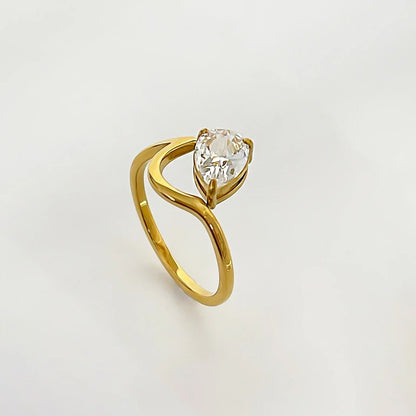 Unique 18k Gold Twist Diamond Engagement Ring