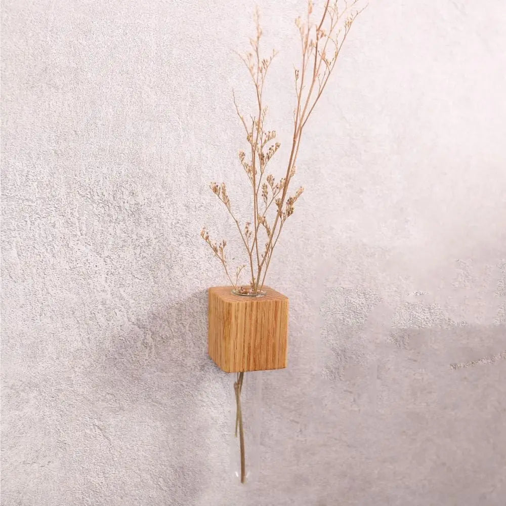 Natural Wood Floral Tube Vase - Halri