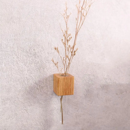Natural Wood Floral Tube Vase - Halri