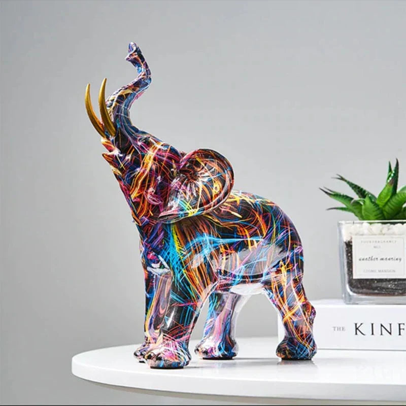Vibrant Elephant Figurine - Colorful Home Decor - Halri