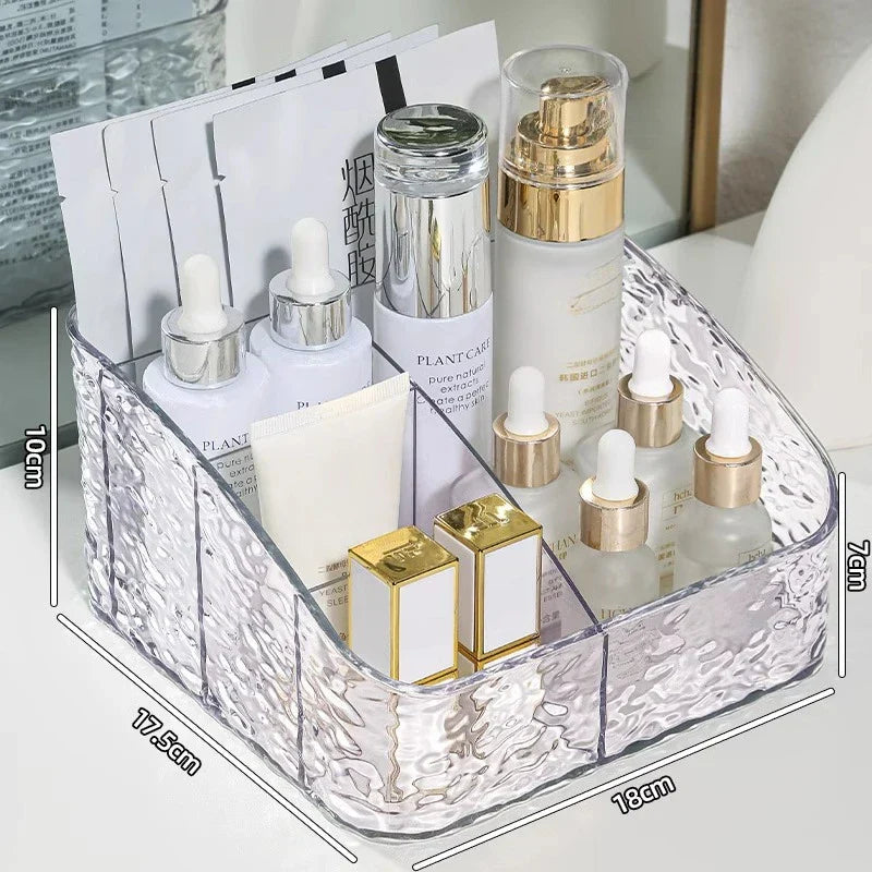 Spacious Makeup Storage Box with Wave Pattern Design