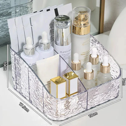 Spacious Makeup Storage Box with Wave Pattern Design