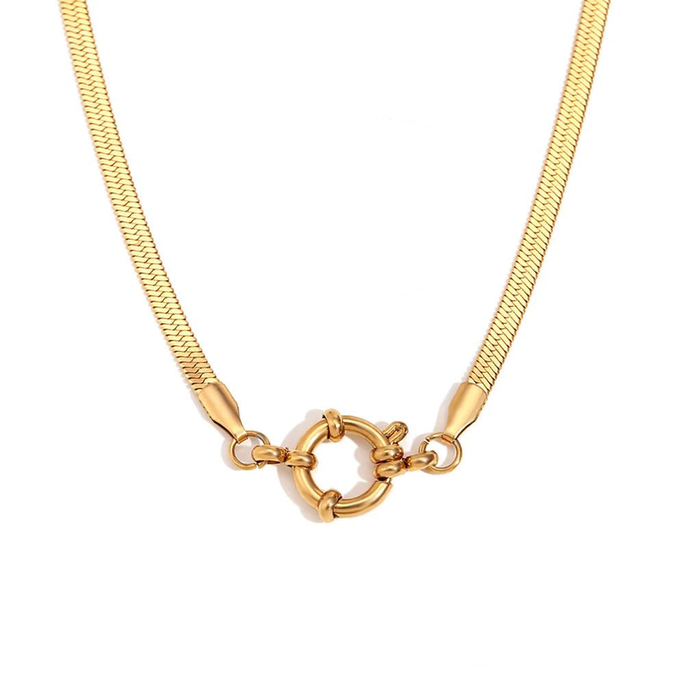 Gold Anchor Pendant Chain Necklace