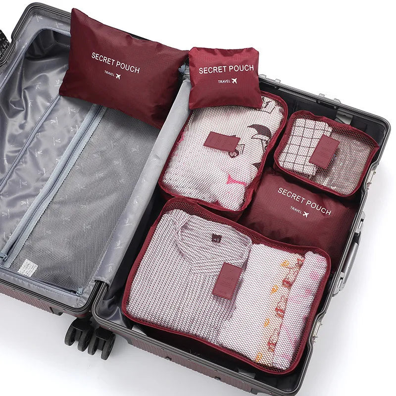 Travel Packing Cube Set 6pc Waterproof Luggage Organiser