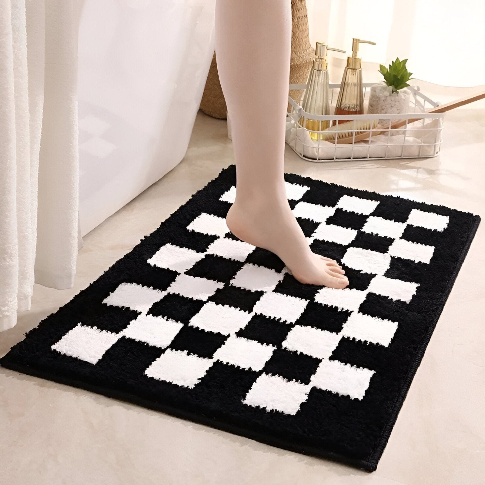 Soft Checker Pattern Bathroom Mat - Halri
