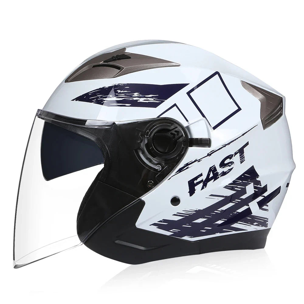 Street Bike Half Face Helmet with Dual Lens & DOT Certification