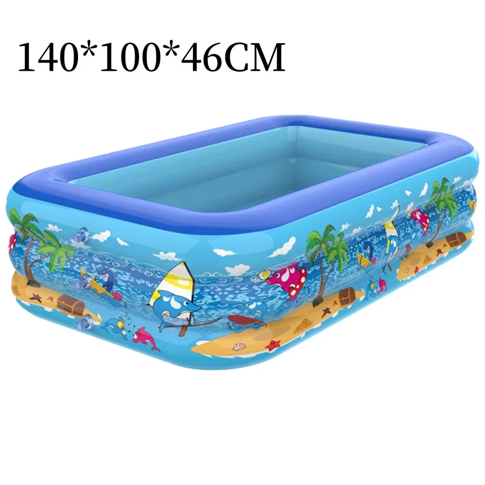 Fun Kids Inflatable Pool with Thick Cartoon Design