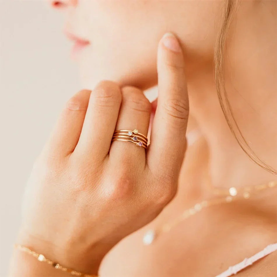 Delicate Gemstone Birthstone Ring - Halri