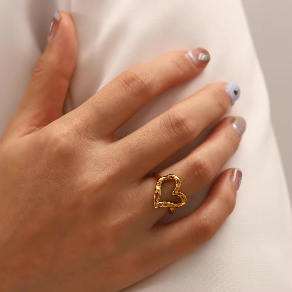 Gold Heart Shaped Melted Ring - Halri