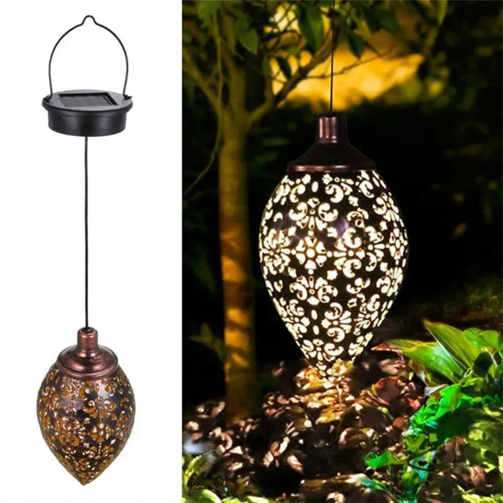 Outdoor Solar Powered Metal Lantern Drop Shape - Halri