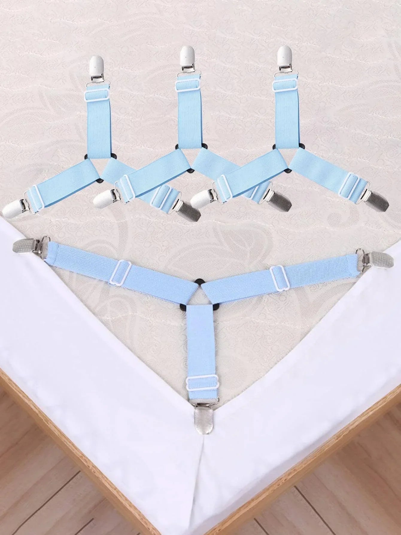 Easy Fit Bed Sheet Clips - 4 Pack Adjustable Straps