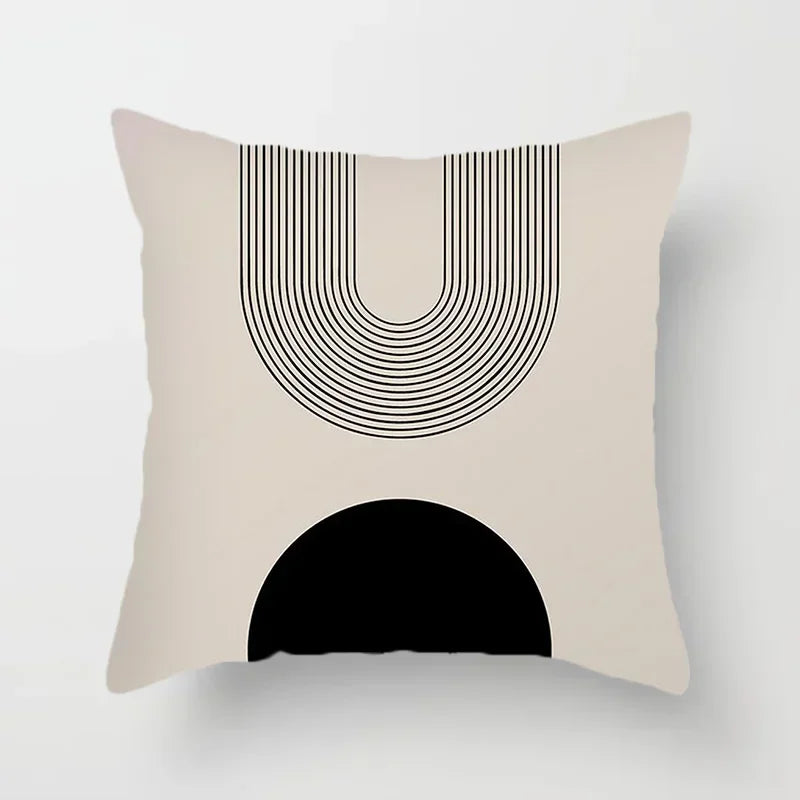 Stylish Black White Abstract Throw Pillow Cover