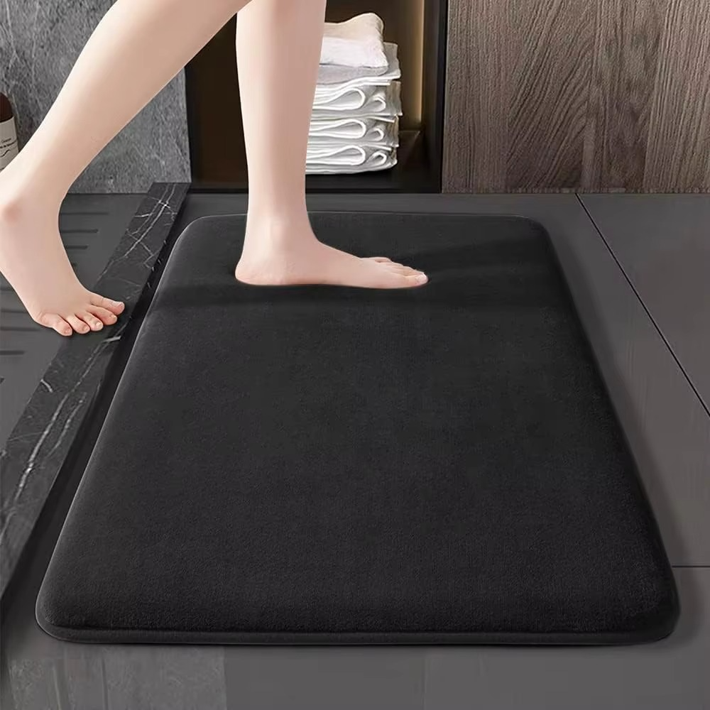 Plush Coral Bathroom Mat with Soft Grip