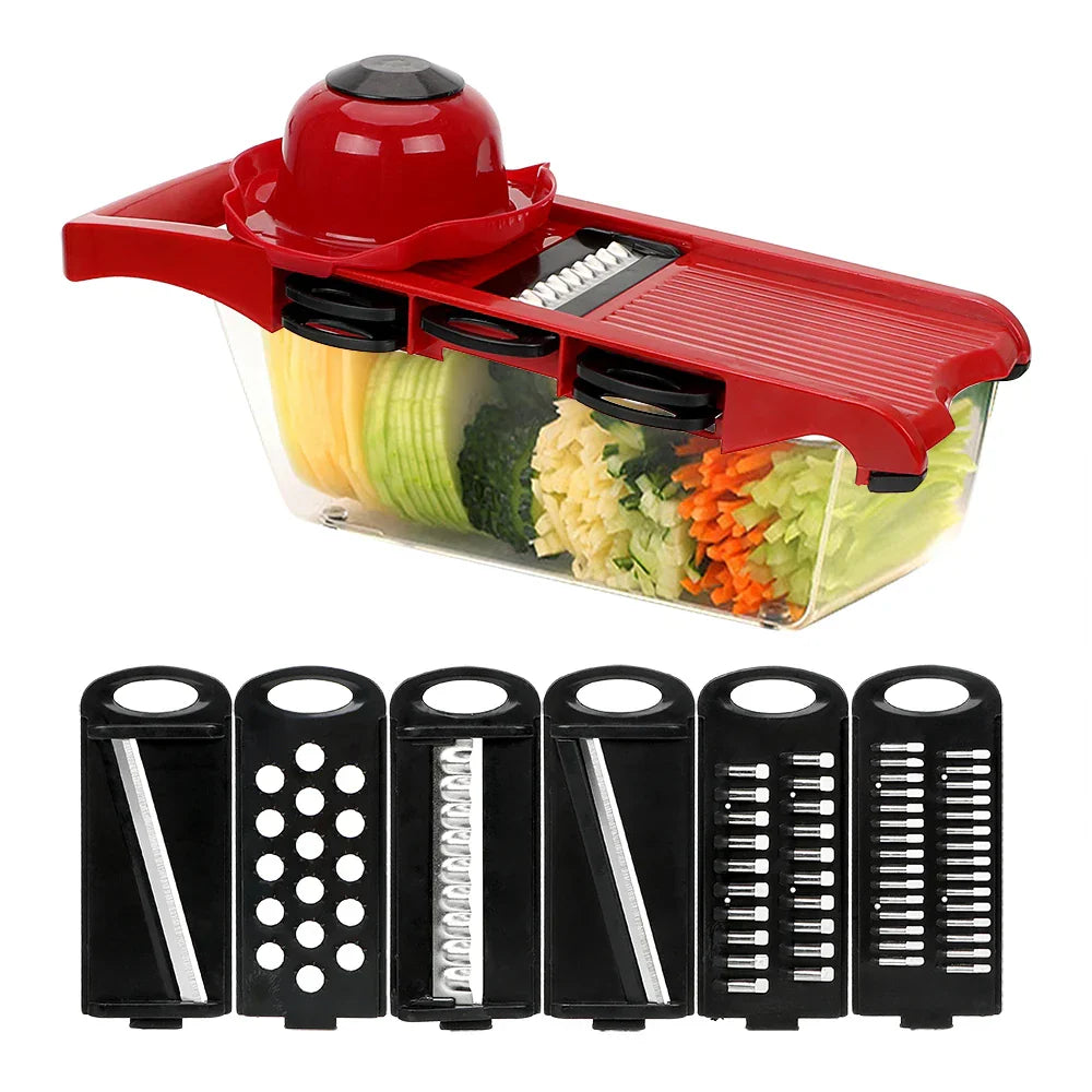 Easy Cut Vegetable Chopper Set 9 Piece Red - Halri