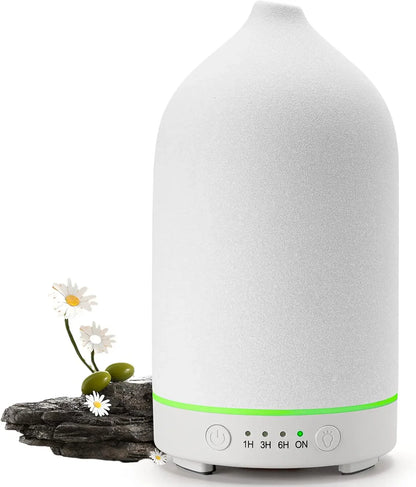 Ceramic Essential Oil Diffuser with LED Lights & Timer
