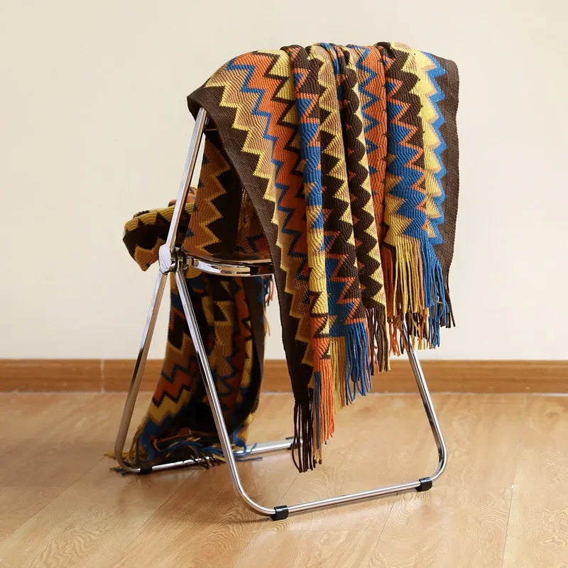Cozy Fringed Throw Blanket Rustic Red Plush - Halri