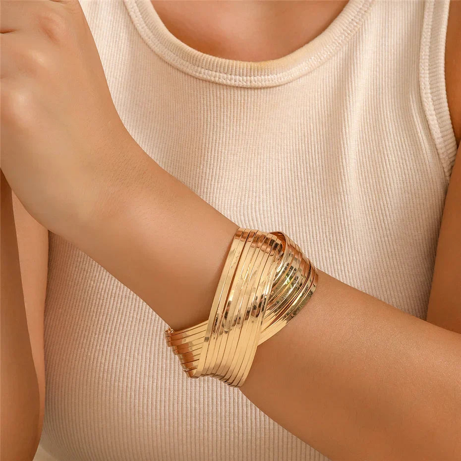 Twisted Metal Coil Cuff Bangle - Halri