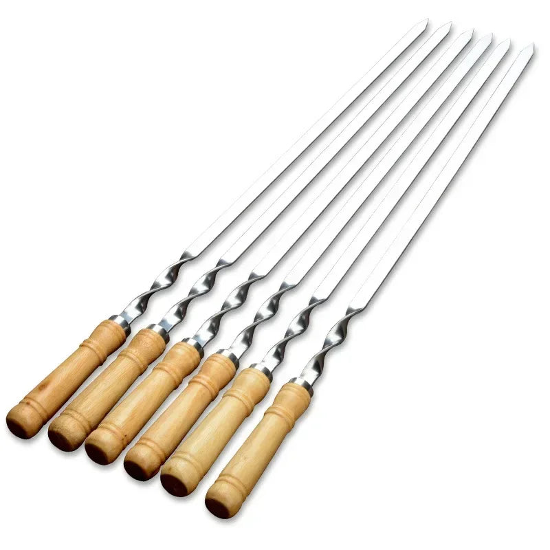 Premium BBQ Grill Skewers Set of 6 Stainless Steel - Halri