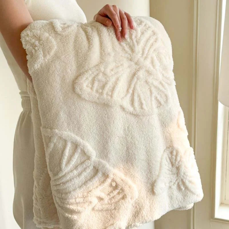 Cozy Plush Throw Blanket with Colorful Butterfly Pattern