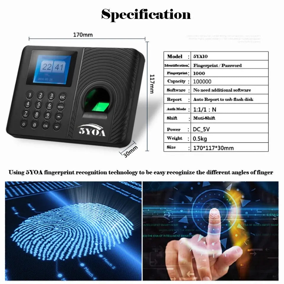 Digital Fingerprint Attendance Clock