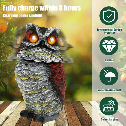 Outdoor Solar Owl Repellent Garden Statue
