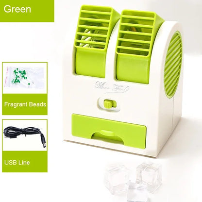 Compact Dual USB Fast Cooling Desk Fan Humidifier