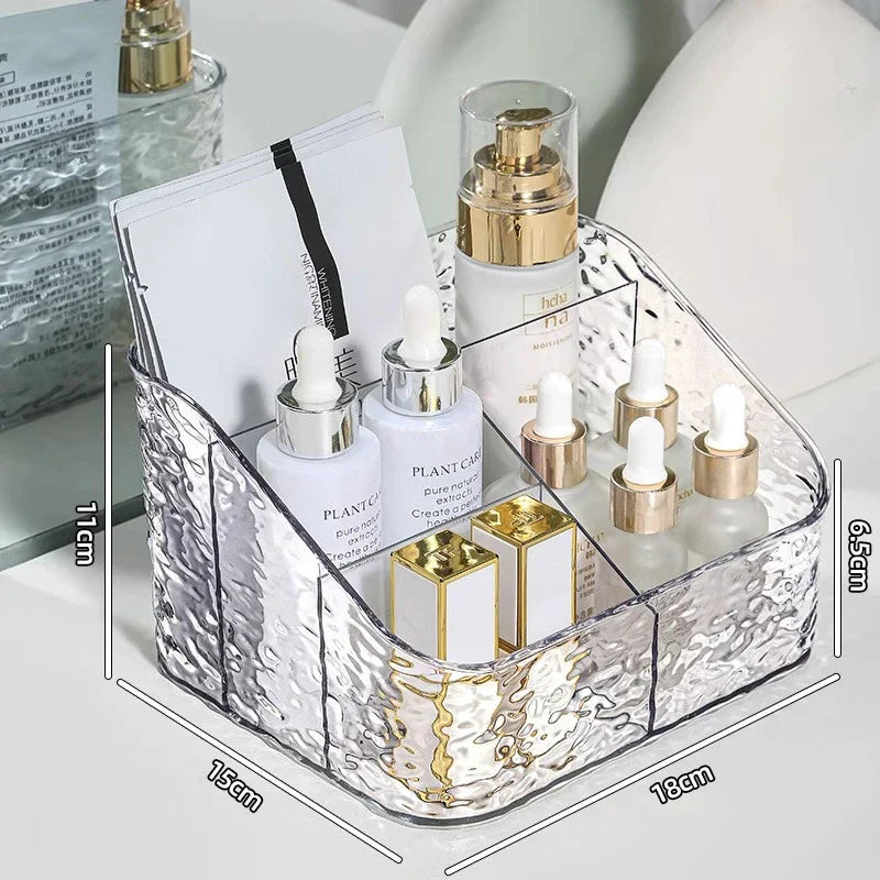Spacious Makeup Storage Box with Wave Pattern Design