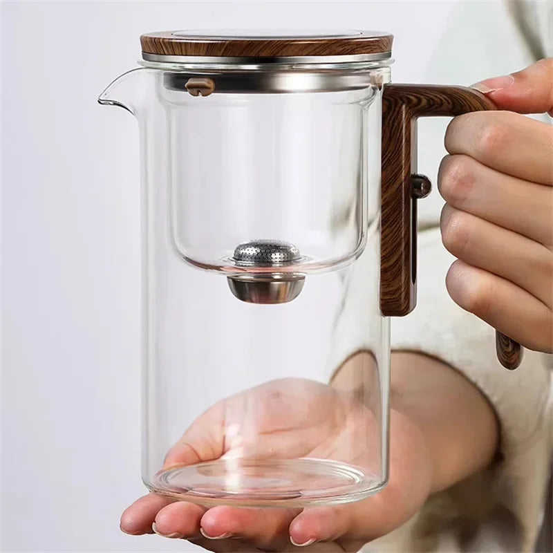 Premium Glass Teapot with Metal Infuser & Wood Handle