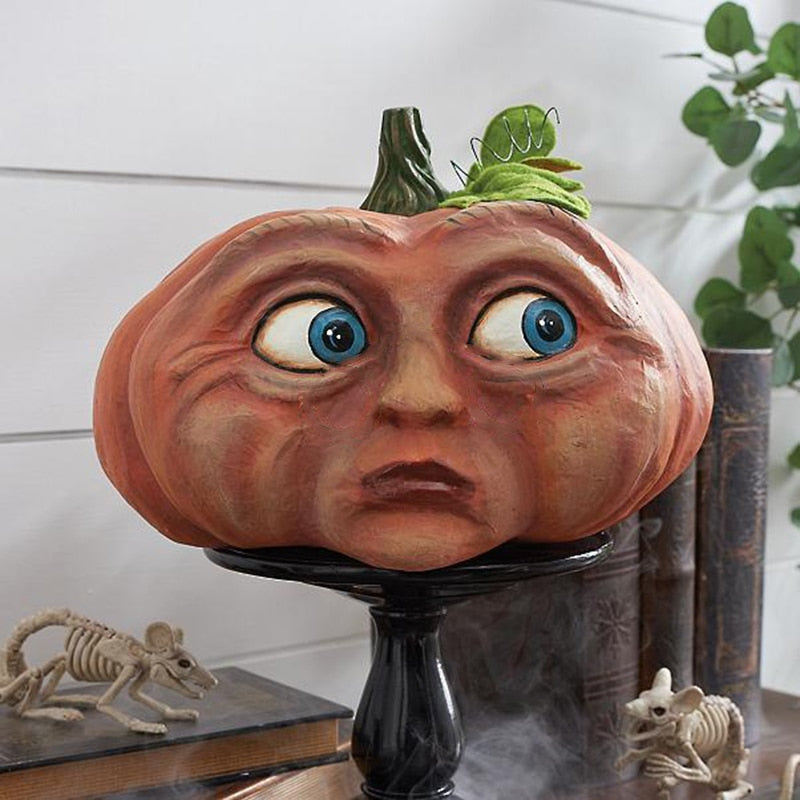 Colorful Carved Pumpkin Halloween Decor