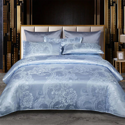 Elegant Soft Gold Blue Duvet Cover