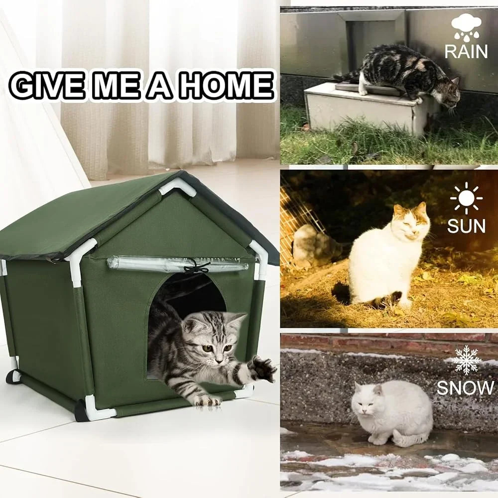 Waterproof Pet Shelter with Cozy Bed for Cats & Dogs